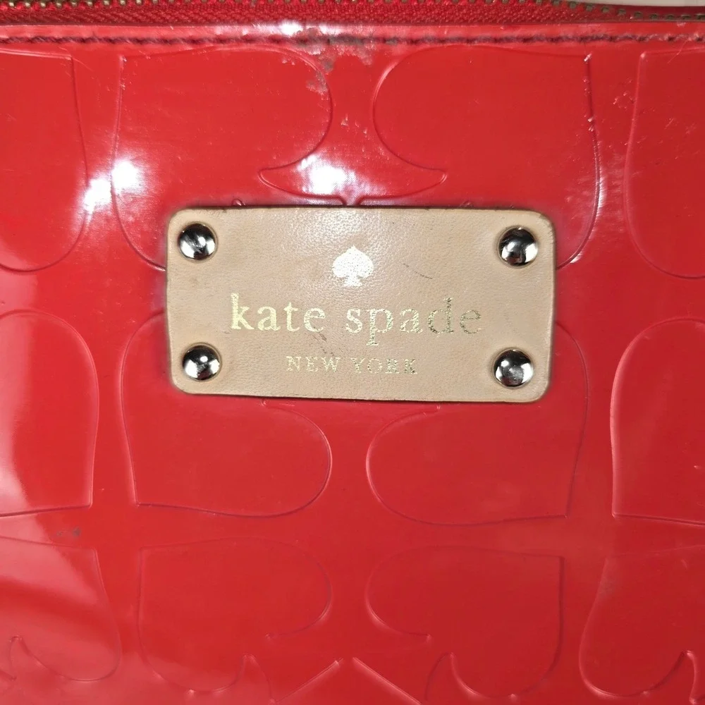 Kate Spade Sophie Red Patent Leather Embossed Heart‎ Tote Bag Project Piece